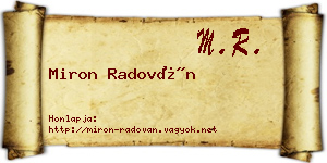 Miron Radován névjegykártya
